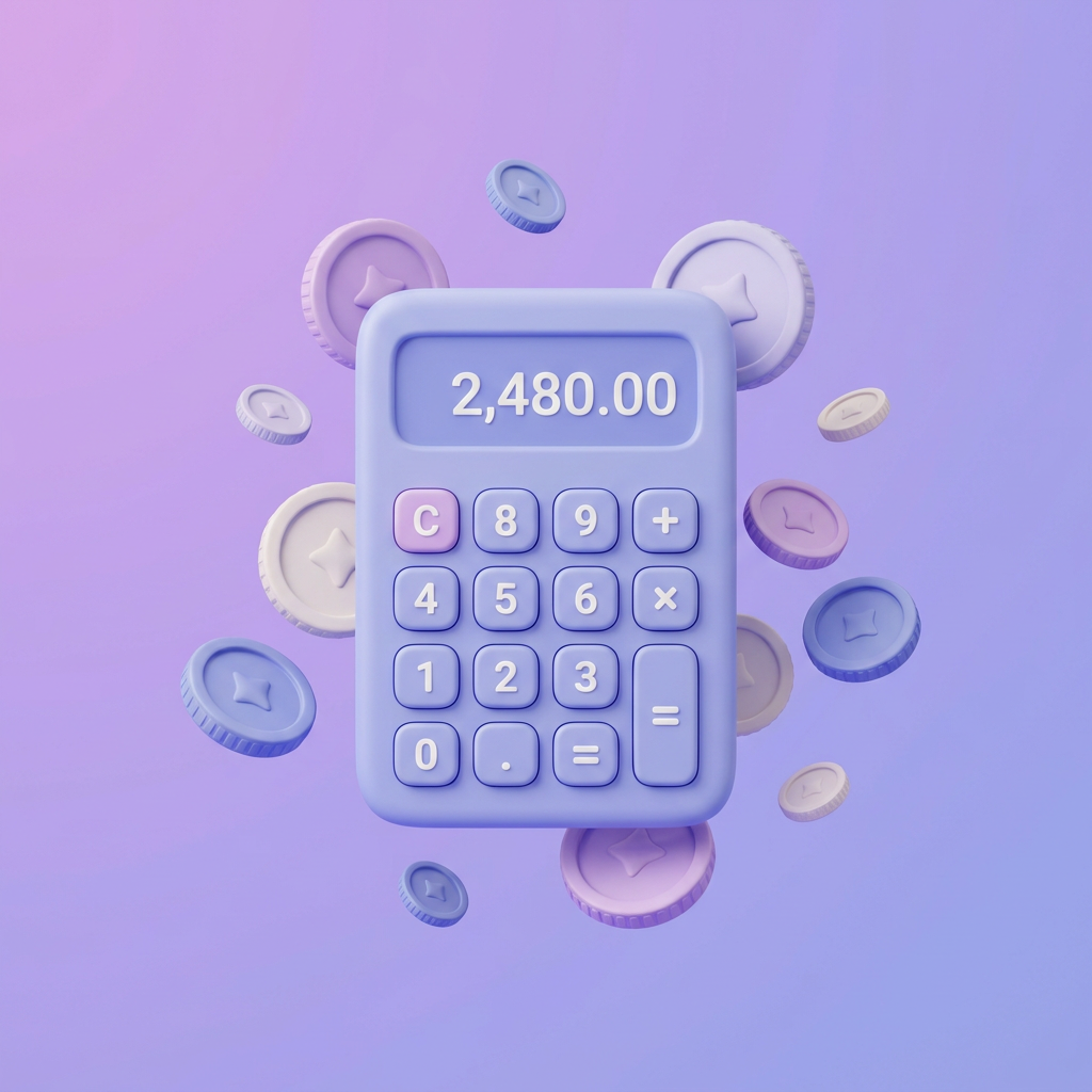 A calculator surrounded by coins